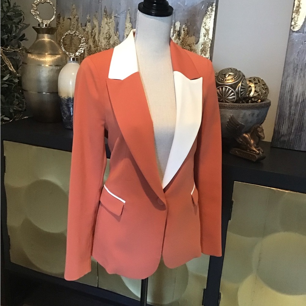 Orange and Ivory Blazer with Tailored Fit - Picture 3 of 8